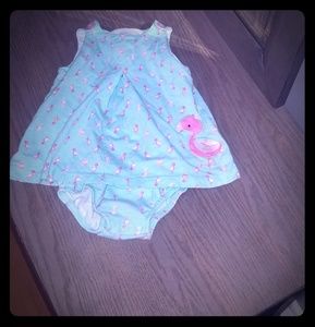 One Piece Girls Blue Flamingo Onesie